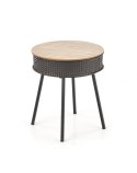 Halmar ława stolik ze schowkiem TROFEA MDF + okleina naturalny/czarny stal malowana, rattan synt. fi 40 Halmar ława stolik ze schowkiem TROFEA MDF + okleina naturalny/czarny stal malowana, rattan synt. fi 40