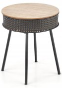 Halmar ława stolik ze schowkiem TROFEA MDF + okleina naturalny/czarny stal malowana, rattan synt. fi 40 Halmar ława stolik ze schowkiem TROFEA MDF + okleina naturalny/czarny stal malowana, rattan synt. fi 40