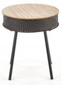 Halmar ława stolik ze schowkiem TROFEA MDF + okleina naturalny/czarny stal malowana, rattan synt. fi 40 Halmar ława stolik ze schowkiem TROFEA MDF + okleina naturalny/czarny stal malowana, rattan synt. fi 40