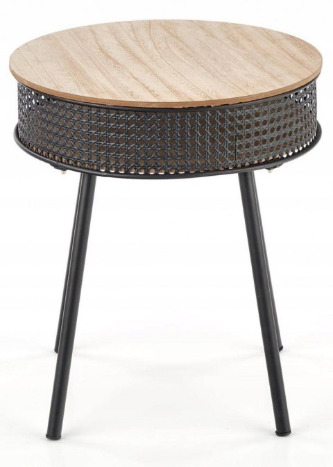 Halmar ława stolik ze schowkiem TROFEA MDF + okleina naturalny/czarny stal malowana, rattan synt. fi 40 Halmar ława stolik ze schowkiem TROFEA MDF + okleina naturalny/czarny stal malowana, rattan synt. fi 40