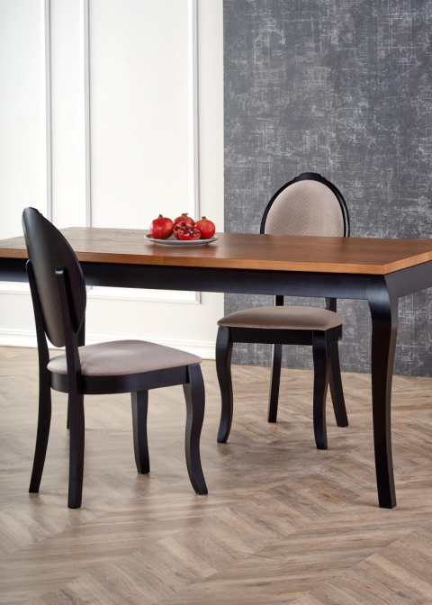 Halmar WINDSOR stół rozkładany 160-240x90x76 cm, płyta fornirowana obrzeża lite drewno ciemny dąb/nogi czarny lite drewno bukowe Halmar WINDSOR stół rozkładany 160-240x90x76 cm, płyta fornirowana obrzeża lite drewno ciemny dąb/nogi czarny lite drewno bukowe