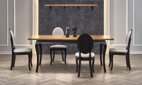 Halmar WINDSOR stół rozkładany 160-240x90x76 cm, płyta fornirowana obrzeża lite drewno ciemny dąb/nogi czarny lite drewno bukowe Halmar WINDSOR stół rozkładany 160-240x90x76 cm, płyta fornirowana obrzeża lite drewno ciemny dąb/nogi czarny lite drewno bukowe