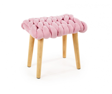 Halmar taboret YETI tkanina jasny różowy, nogi lite drewno naturalny 37x27x35 Halmar taboret YETI tkanina jasny różowy, nogi lite drewno naturalny 37x27x35