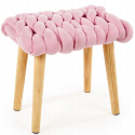 Halmar taboret YETI tkanina jasny różowy, nogi lite drewno naturalny 37x27x35 Halmar taboret YETI tkanina jasny różowy, nogi lite drewno naturalny 37x27x35