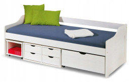Halmar łóżko FLORO 2 białe, lite drewno, MDF lakierowany 90x200