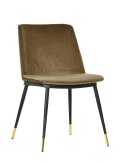 King Home Krzesło DIEGO khaki welur, podstawa metalowa czarno złota King Home Krzesło DIEGO khaki welur, podstawa metalowa czarno złota