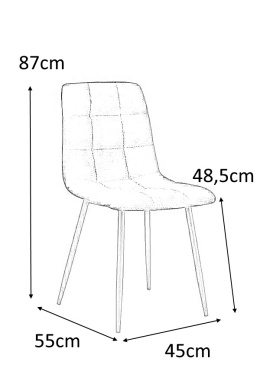 MODESTO krzesło CARLO czarne - welur, nogi metal