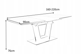 SIGNAL STÓŁ SYDNEY CZARNY/DĄB 160(220)X90 MDF+SZKŁO HARTOWANE