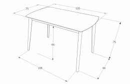 SIGNAL STÓŁ VITRO MDF+OKLEINA NATURALNA DĄB/ DREWNO GRAFIT 120X75