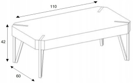 Halmar ława EMILY MDF laminat dąb san remo / stal malowana czarny 110x60