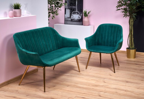 Halmar sofa ELEGANCE 2 XL tapicerka tkanina - ciemny zielony, nogi - stal malowana złote Halmar sofa ELEGANCE 2 XL tapicerka tkanina - ciemny zielony, nogi - stal malowana złote