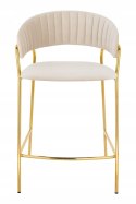 HOKER TAPICEROWANY KRZESŁO BAROWE MARGO 65 BEŻOWY - WELUR PODSTAWA METALOWA ZŁOTA połysk King Home HOKER TAPICEROWANY KRZESŁO BAROWE MARGO 65 BEŻOWY - WELUR PODSTAWA METALOWA ZŁOTA połysk King Home