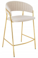 HOKER TAPICEROWANY KRZESŁO BAROWE MARGO 65 BEŻOWY - WELUR PODSTAWA METALOWA ZŁOTA połysk King Home HOKER TAPICEROWANY KRZESŁO BAROWE MARGO 65 BEŻOWY - WELUR PODSTAWA METALOWA ZŁOTA połysk King Home