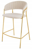 HOKER TAPICEROWANY KRZESŁO BAROWE MARGO 65 BEŻOWY - WELUR PODSTAWA METALOWA ZŁOTA połysk King Home HOKER TAPICEROWANY KRZESŁO BAROWE MARGO 65 BEŻOWY - WELUR PODSTAWA METALOWA ZŁOTA połysk King Home