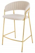 HOKER TAPICEROWANY KRZESŁO BAROWE MARGO 65 BEŻOWY - WELUR PODSTAWA METALOWA ZŁOTA połysk King Home HOKER TAPICEROWANY KRZESŁO BAROWE MARGO 65 BEŻOWY - WELUR PODSTAWA METALOWA ZŁOTA połysk King Home