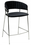 HOKER KRZESŁO BAROWE MARGO 65 TAPICERKA CZARNY WELUR PODSTAWA CHROMOWANA METALOWA King Home HOKER KRZESŁO BAROWE MARGO 65 TAPICERKA CZARNY WELUR PODSTAWA CHROMOWANA METALOWA King Home