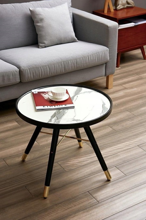 STOLIK OKRĄGŁY PADRINO 60 - MDF imitacja marmuru King Home METAL CZARNY fi 59 STOLIK OKRĄGŁY PADRINO 60 - MDF imitacja marmuru King Home METAL CZARNY fi 59