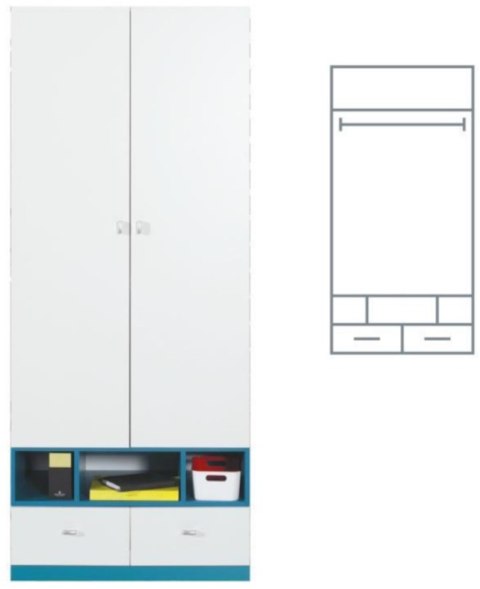 Meblar MOBI System (A) - Zestaw mebli młodzieżowych - 6 el. - szafa, dwa regały, biurko, komoda, półka Meblar MOBI System (A) - Zestaw mebli młodzieżowych - 6 el. - szafa, dwa regały, biurko, komoda, półka