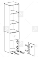 REGAŁ MŁODZIEŻOWY Z SZUFLADĄ I PÓŁKAMI MOBI System MO5 Meblar - Biały Lux / Żółty - regał z szafkami i szufladą PŁYTA LAMINOWANA