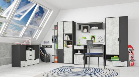 REGAŁ Z WYSUWANYM KONTENERKIEM NA KÓŁKACH MEBLE MŁODZIEŻOWE NANO System NA3 Meblar - Grafit /Enigma PŁYTA LAMINOWANA OBRZEŻA ABS REGAŁ Z WYSUWANYM KONTENERKIEM NA KÓŁKACH MEBLE MŁODZIEŻOWE NANO System NA3 Meblar - Grafit /Enigma PŁYTA LAMINOWANA OBRZEŻA ABS
