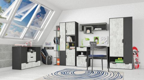 REGAŁ Z DRZWIAMI SZUFLADĄ PÓŁKAMI MEBLE MŁODZIEŻOWE NANO System NA5 Meblar - Grafit / Enigma PŁYTA LAMINOWANA OBRZEŻA ABS REGAŁ Z DRZWIAMI SZUFLADĄ PÓŁKAMI MEBLE MŁODZIEŻOWE NANO System NA5 Meblar - Grafit / Enigma PŁYTA LAMINOWANA OBRZEŻA ABS