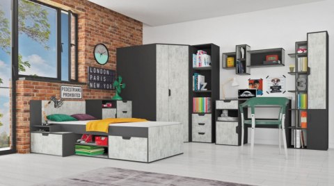 REGAŁ Z PÓŁKAMI I SZUFLADAMI MEBLE MŁODZIEŻOWE NANO System NA6 Meblar - Grafit / Enigma PŁYTA LAMINOWANA OBRZEŻA ABS REGAŁ Z PÓŁKAMI I SZUFLADAMI MEBLE MŁODZIEŻOWE NANO System NA6 Meblar - Grafit / Enigma PŁYTA LAMINOWANA OBRZEŻA ABS