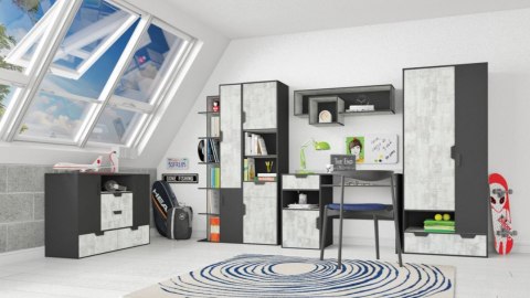 REGAŁ Z PÓŁKAMI I SZUFLADAMI MEBLE MŁODZIEŻOWE NANO System NA6 Meblar - Grafit / Enigma PŁYTA LAMINOWANA OBRZEŻA ABS REGAŁ Z PÓŁKAMI I SZUFLADAMI MEBLE MŁODZIEŻOWE NANO System NA6 Meblar - Grafit / Enigma PŁYTA LAMINOWANA OBRZEŻA ABS