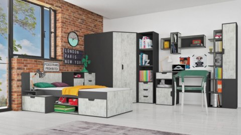 BIURKO Z SZUFLADĄ DRZWI PÓŁKI MEBLE MŁODZIEŻOWE NANO System NA9 Meblar - Grafit / Enigma PŁYTA LAMINOWANA OBRZEŻA ABS BIURKO Z SZUFLADĄ DRZWI PÓŁKI MEBLE MŁODZIEŻOWE NANO System NA9 Meblar - Grafit / Enigma PŁYTA LAMINOWANA OBRZEŻA ABS