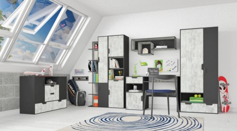 BIURKO Z SZUFLADĄ DRZWI PÓŁKI MEBLE MŁODZIEŻOWE NANO System NA9 Meblar - Grafit / Enigma PŁYTA LAMINOWANA OBRZEŻA ABS BIURKO Z SZUFLADĄ DRZWI PÓŁKI MEBLE MŁODZIEŻOWE NANO System NA9 Meblar - Grafit / Enigma PŁYTA LAMINOWANA OBRZEŻA ABS