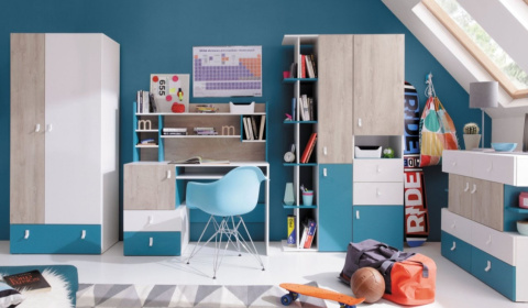 NADSTAWKA DEDYKOWANA DO BIURKA MEBLE MŁODZIEŻOWE PLANET System PL11 Meblar - Biały Lux /Dąb /Morski PŁYTA LAMINOWANA OBRZEŻA ABS NADSTAWKA DEDYKOWANA DO BIURKA MEBLE MŁODZIEŻOWE PLANET System PL11 Meblar - Biały Lux /Dąb /Morski PŁYTA LAMINOWANA OBRZEŻA ABS