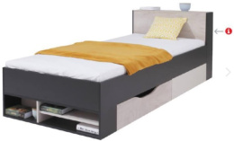 Meblar PLANET System PL14 - Czarny / Dąb / Beż- łóżko z szufladą