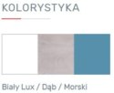 REGAŁREGAŁ MŁODZIEŻOWY Z SZUFLADAMI I PÓŁKAMI PLANET System PL6 Meblar - Biały Lux / Dąb / Morski PŁYTA LAMINOWANA OBRZEŻA ABS