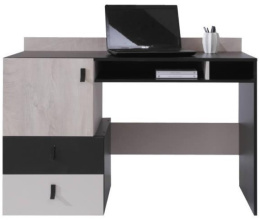 Meblar PLANET System PL9 - Czarny / Dąb / Beż - biurko z półką i szufladą