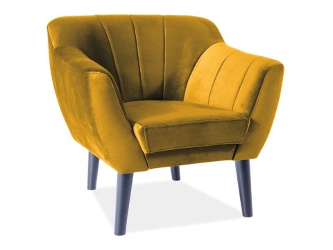 FOTEL TREFL 1 VELVET KOLOR CURRY BLUVEL 68 / WENGE - żółty FOTEL TREFL 1 VELVET KOLOR CURRY BLUVEL 68 / WENGE - żółty