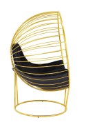 Fotel GABBIA STAND złoty z podnóżkiem - czarna poduszka