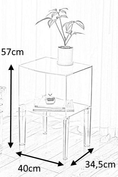 King Home Stolik VISION transparentny - poliwęglan z półką na drobiazgi 40x34,5 lekki i wytrzymały King Home Stolik VISION transparentny - poliwęglan z półką na drobiazgi 40x34,5 lekki i wytrzymały