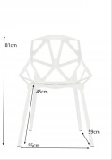 MODESTO krzesło SPLIT MAT białe - polipropylen, podstawa metalowa