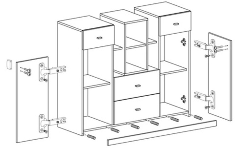 KOMODA MOBI System MO10 Meblar - Biały Lux / Turkus MEBLE MŁODZIEŻOWE - komoda z półkami i szufladami oraz drzwiami KOMODA MOBI System MO10 Meblar - Biały Lux / Turkus MEBLE MŁODZIEŻOWE - komoda z półkami i szufladami oraz drzwiami