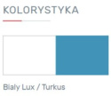 REGAŁ NISKI SZAFKA Z SZUFLADAMI KOMODA MOBI System MO7 Meblar MEBLE MŁODZIEŻOWE Biały Lux / Turkus regał z szafkami i szufladami