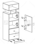 REGAŁ SZAFKA Z SZUFLADAMI MOBI System MO8 Meblar - Bialy Lux / Turkus - MEBLE MŁODZIEŻOWE szafka z półkami i szufladami
