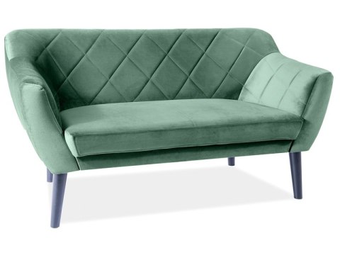 SOFA KARO 2 VELVET KOLOR ZIELONY BLUVEL 78 / WENGE - dwuosobowa kanapa zielona