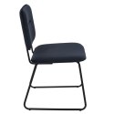 Intesi Krzesło Adele VIC granatowe - tapicerowane krzesło do jadalni, czarne metalowe płozy