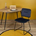 Intesi Krzesło Adele VIC granatowe - tapicerowane krzesło do jadalni, czarne metalowe płozy
