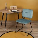 Intesi Krzesło Adele VIC szare - tapicerowane krzesło do jadalni, czarne metalowe płozy