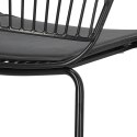 Intesi Krzesło Golig czarne metalowe z podłokietnikami - czarna zdejmowana poduszka ekoskóra