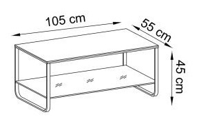 Halmar ława ARTIGA prostokątna MDF okleinowany dąb złoty / stelaż stal malowana czarny 105x55 z półką Halmar ława ARTIGA prostokątna MDF okleinowany dąb złoty / stelaż stal malowana czarny 105x55 z półką