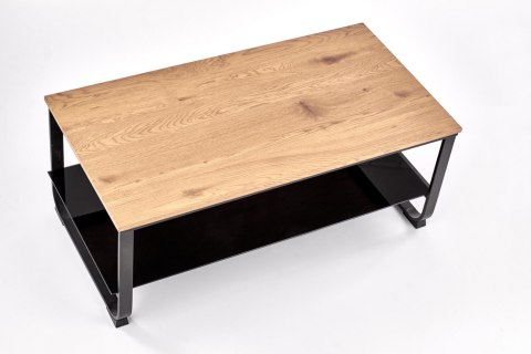 Halmar ława ARTIGA prostokątna MDF okleinowany dąb złoty / stelaż stal malowana czarny 105x55 z półką Halmar ława ARTIGA prostokątna MDF okleinowany dąb złoty / stelaż stal malowana czarny 105x55 z półką