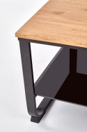 Halmar ława ARTIGA prostokątna MDF okleinowany dąb złoty / stelaż stal malowana czarny 105x55 z półką Halmar ława ARTIGA prostokątna MDF okleinowany dąb złoty / stelaż stal malowana czarny 105x55 z półką