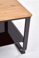 Halmar ława ARTIGA prostokątna MDF okleinowany dąb złoty / stelaż stal malowana czarny 105x55 z półką Halmar ława ARTIGA prostokątna MDF okleinowany dąb złoty / stelaż stal malowana czarny 105x55 z półką