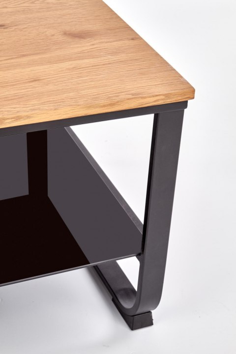 Halmar ława ARTIGA prostokątna MDF okleinowany dąb złoty / stelaż stal malowana czarny 105x55 z półką Halmar ława ARTIGA prostokątna MDF okleinowany dąb złoty / stelaż stal malowana czarny 105x55 z półką